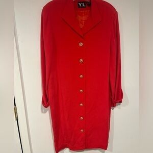 Gorgeous 100% Silk Red YL by Yair Button Down Dress size 10